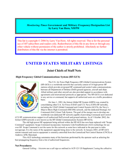 United States Military Listings