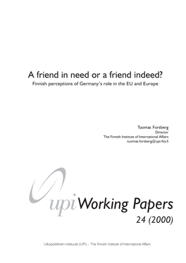 A Friend in Need Or a Friend Indeed? Finnish Perceptions of Germany's