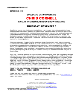 Chris Cornell Live at the Red Robinson Show Theatre