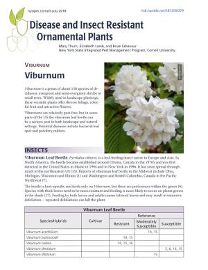 Disease and Insect Resistant Ornamental Plants: Viburnum