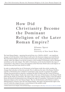 How Did Christianity Become the Dominant Religion of the Later Roman Empire? 91