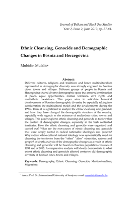 Ethnic Cleansing, Genocide and Demographic Changes in Bosnia and Herzegovina