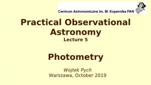 Practical Observational Astronomy Photometry