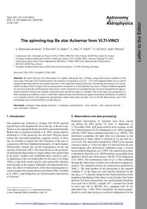 The Spinning-Top Be Star Achernar from VLTI-VINCI