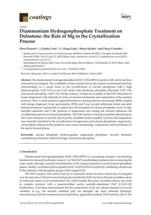 Diammonium Hydrogenphosphate Treatment on Dolostone: the Role of Mg in the Crystallization Process