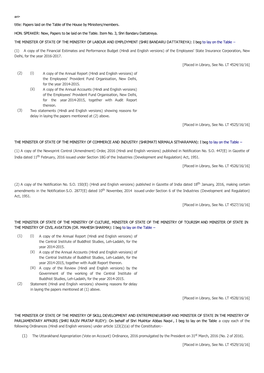 Title: Papers Laid on the Table of the House by Ministers/Members. HON