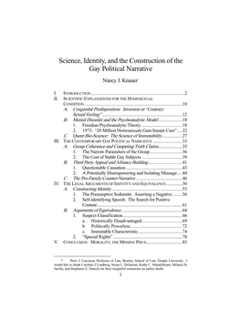 Science, Identity, and the Construction of the Gay Political Narrative