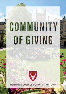 Hertford College Donor Report 2019 Contents