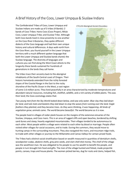 A Brief History of the Coos, Lower Umpqua & Siuslaw Indians