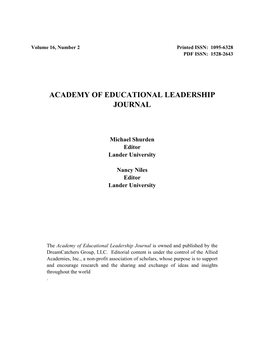 Academy of Educational Leadership Journal