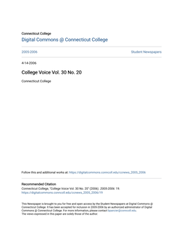 College Voice Vol. 30 No. 20