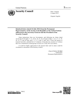 Security Council Distr.: General 6 August 2012