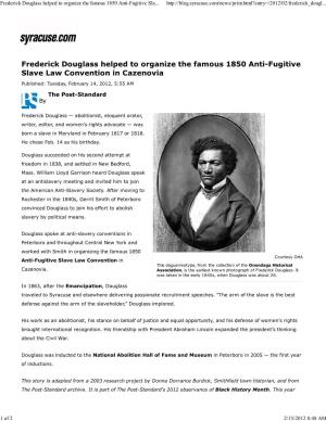 Frederick Douglass Helped to Organize the Famous 1850 Anti-Fugitive Sla