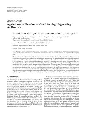 Applications of Chondrocyte-Based Cartilage Engineering: an Overview
