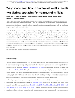 Wing Shape Evolution in Bombycoid Moths Reveals Two Distinct Strategies for Maneuverable ﬂight