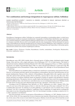 New Combinations and Lectotype Designations in Asparagaceae Subfam