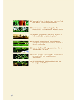 22 Twelve Principles for Better Food and More Food from Mature Perennial Agroecosystems 23 Perennial Crops and Trees: Targetin