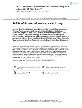 Red List of Threatened Vascular Plants in Italy