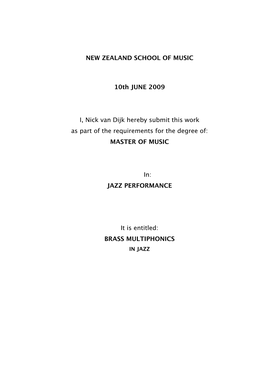 NEW ZEALAND SCHOOL of MUSIC 10Th JUNE 2009 I, Nick Van Dijk