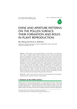 "Exine and Aperture Patterns on the Pollen Surface: Their Formation and Roles in Plant Reproduction" In