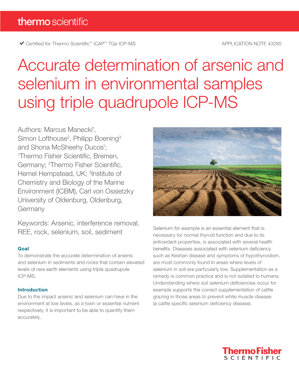 AN43285 – Accurate Determination of Arsenic and Selenium in Environmental Samples Using Triple Quadrupole ICP-MS