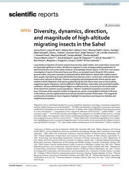 Diversity, Dynamics, Direction, and Magnitude of High‑Altitude Migrating Insects in the Sahel Jenna Florio1, Laura M