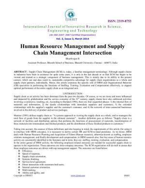 Human Resource Management and Supply Chain