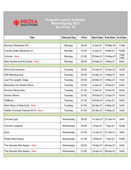 Winter-Spring 2021 Launch Schedule 19Feb21.Xlsx