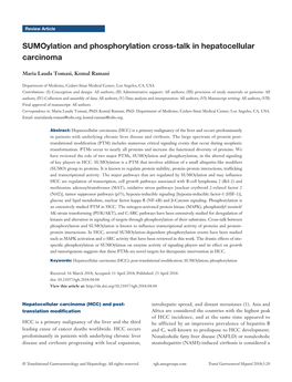 Sumoylation and Phosphorylation Cross-Talk in Hepatocellular Carcinoma