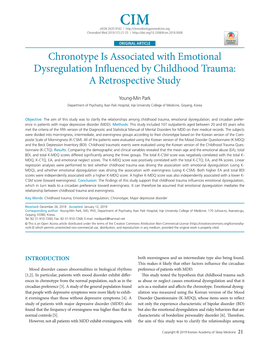 Chronotype Is Associated with Emotional Dysregulation Influenced by Childhood Trauma: a Retrospective Study