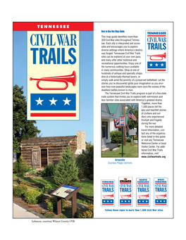 TENNESSEE How to Use This Map-Guide This Map-Guide Identifies More Than 350 Civil War Sites Throughout Tennes- See