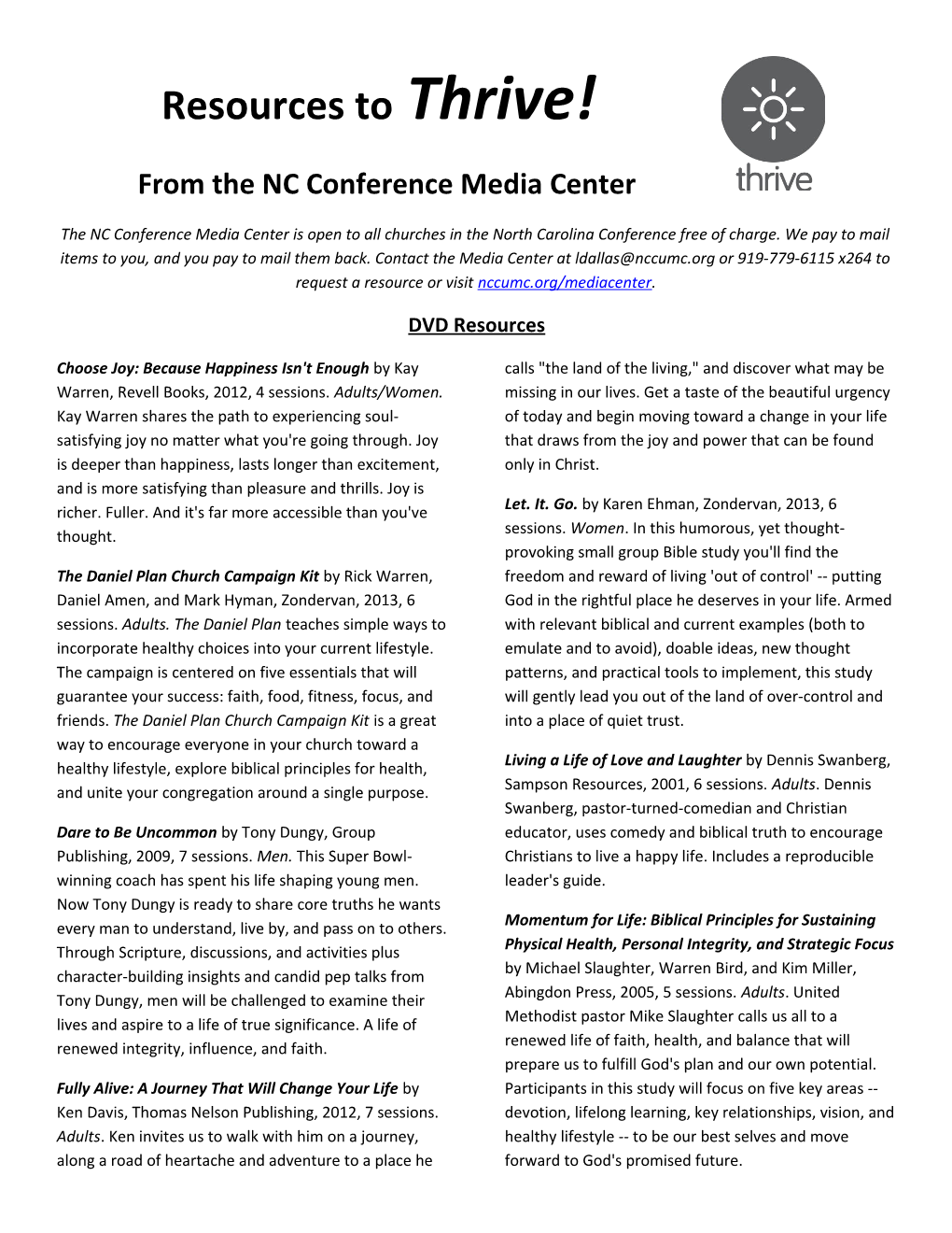 From the NC Conference Media Center