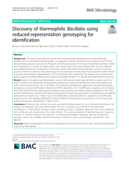 Discovery of Thermophilic Bacillales Using Reduced-Representation