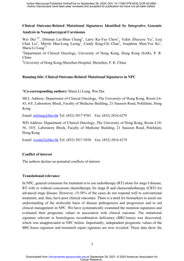 Clinical Outcome-Related Mutational Signatures Identified by Integrative