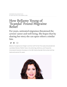 How Bellamy Young of 'Scandal' Found Migraine Relief