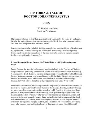 Historia & Tale of Doctor Johannes Faustus