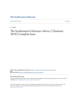 The Southeastern Librarian V 66 No. 2