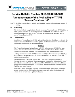 Service Bulletin Number 3010.0X.0X-34-3630