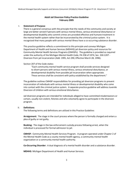 Jail Diversion Practice Guidelines (P.7.10.3.10)
