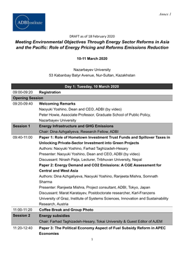 Workshop on Meeting Environmental Objectives Through Energy Sector Reforms in Asia and the Pacific
