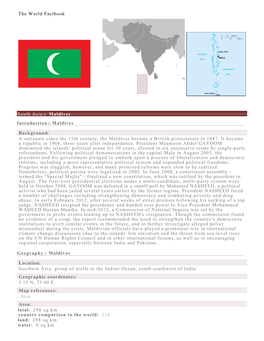 The World Factbook South Asia :: Maldives Introduction :: Maldives Background: a Sultanate Since the 12Th Century, the Maldives