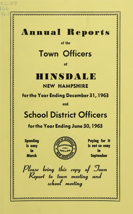 Annual Reports of the Town Officers of Hinsdale, N.H., for the Year Ending