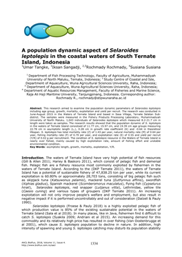 A Population Dynamic Aspect of Selaroides Leptolepis in the Coastal