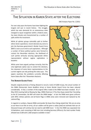 The Situation in Karen State After the Elections PAPER No