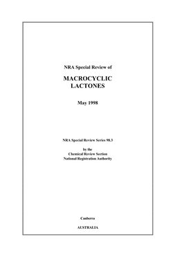 Review of Macrocyclic Lactones