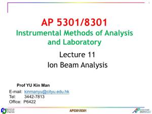 Lecture 11 Ion Beam Analysis