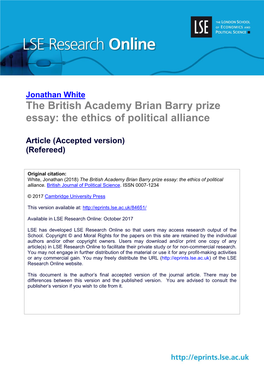 The British Academy Brian Barry Prize Essay: the Ethics of Political Alliance