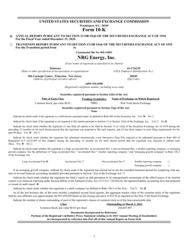 NRG Energy, Inc. (Exact Name of Registrant As Specified in Its Charter) Delaware 41-1724239 (State Or Other Jurisdiction of Incorporation Or Organization) (I.R.S