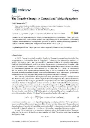 The Negative Energy in Generalized Vaidya Spacetime