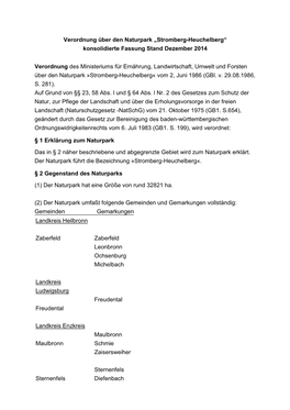 Stromberg-Heuchelberg“ Konsolidierte Fassung Stand Dezember 2014